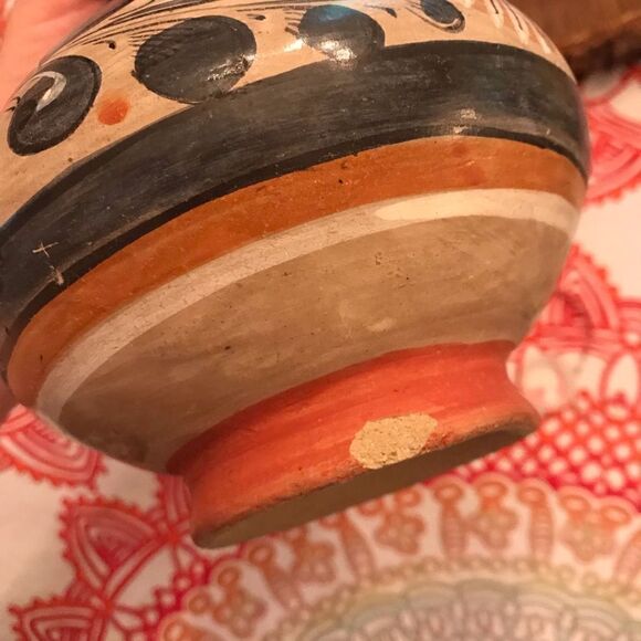 Antique hand painted pottery pitcher - Picture 3 of 5